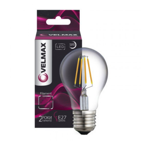 LED лампа Velmax V-Filament Dekor -Груша 4W E27 2700 K 260 Lm 21-48-11
