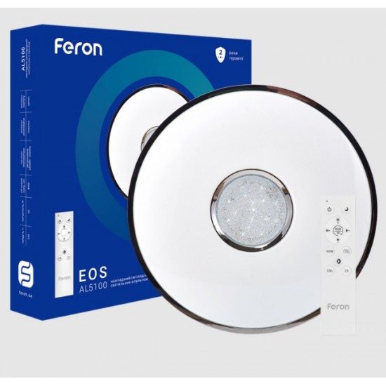 Cветильник светодиодный накладной круглый Feron AL5100 36W с д/у RGB 400x80 мм