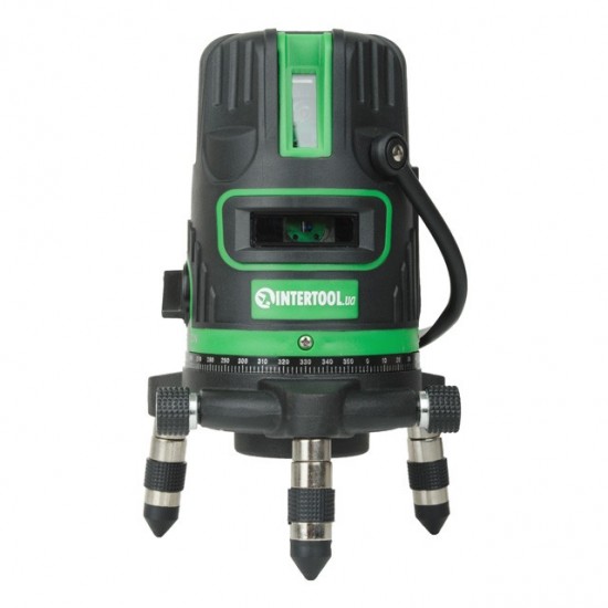 Уровень лазерный 5 головок зеленый лазер звуковая индикация Intertool MT-3008