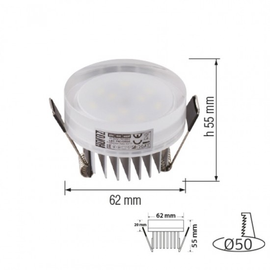 Светодиодный светильник врезной белый 5W 4200K SMD LED Horoz Valeria-5 016-040-0005