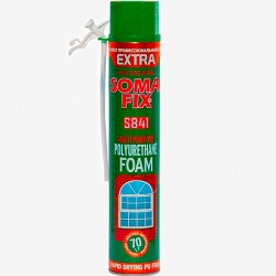 Пена монтаж.SOMA FIX S841 ручная EXTRA 850мл  70 л всесез. ( t прим. 0 до+35)