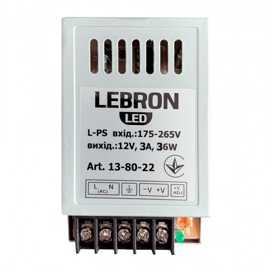 Блок питания для LED лент Lebron L-PS 12V 3A 36W 13-80-22