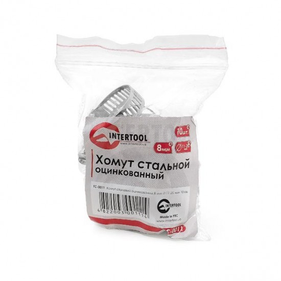 Хомут оцинкованный 8 мм D 11-20 мм Intertool TC-0011