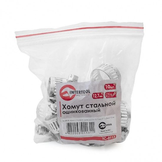 Хомут оцинкованный 12,7 мм D 13-23 мм Intertool TC-0113