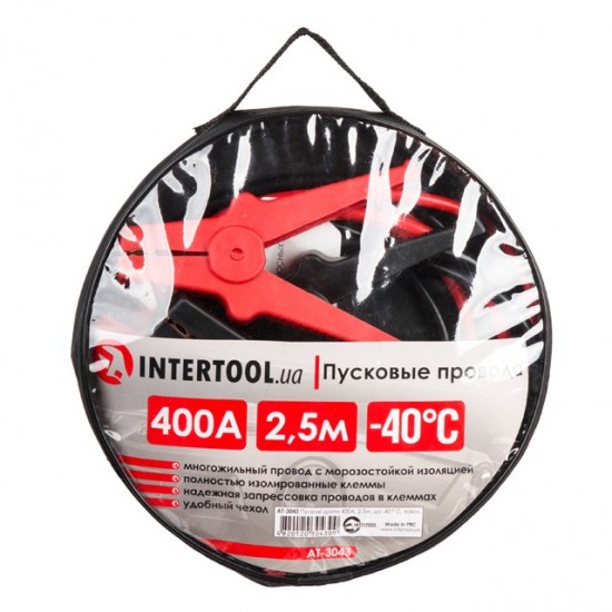 Пусковые провода 400А 2.5м до -40 С в чехле Intertool AT-3043