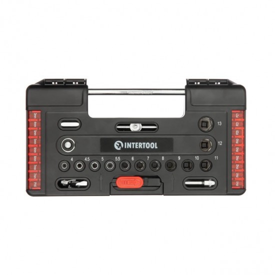 Набор насадок и головок торцевых с трещеткой 57 единиц STORM Intertool VT-3657