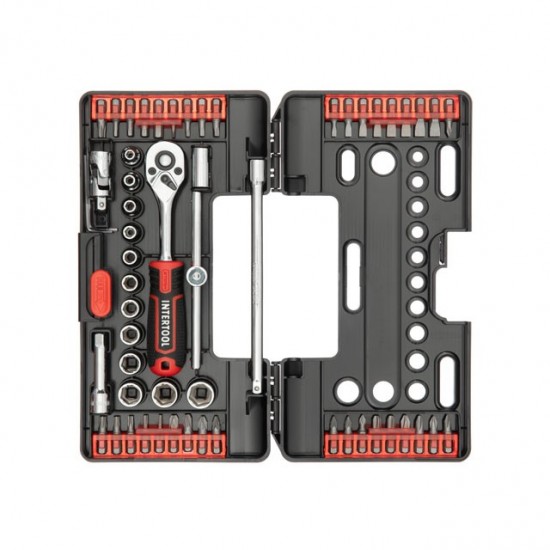 Набор насадок и головок торцевых с трещеткой 57 единиц STORM Intertool VT-3657