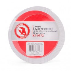 Скотч двухсторонний 19мм х 5м на вспененной основе Intertool KT-0972