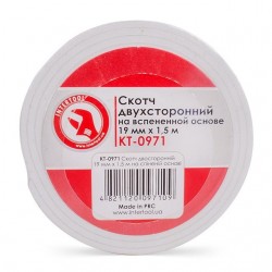 Скотч двухсторонний 19мм х 1.5м на вспененной основе Intertool KT-0971