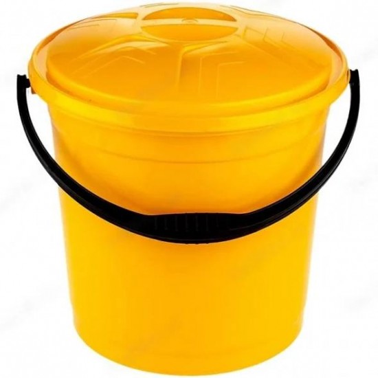 Ведро пластиковое для пищевых продуктов R-Plastik с крышкой 10л желтое 438253