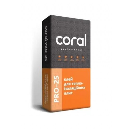 Клей для теплоизоляции Coral PRO-25 25 кг