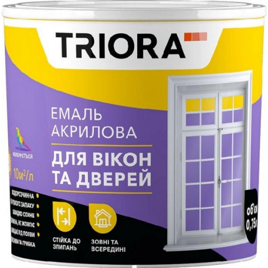 Эмаль акриловая для окон и дверей TRIORA белая 0.75 л