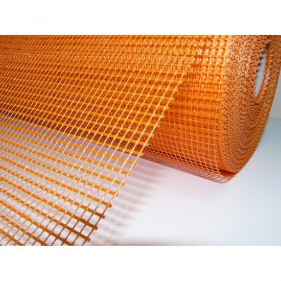 Сетка стекловолокно фасадная FIBERGLASS FACADE 160г/м2 рулон 50м2 ячейка 5х5 оранжевая