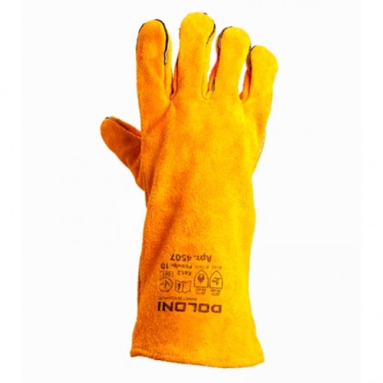 Перчатки Краги комбинированные кожа+ткань с манжетом желтые D-FLAME 4507