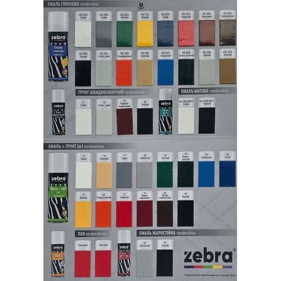 Краска аэрозольная акриловая 400 мл ZEBRA 138 RAL 7035 светло-серая
