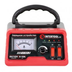 Зарядное устройство для автомобильного аккумулятора 6-12 В  0-10А 6-120 Ач Intertool AT-3020
