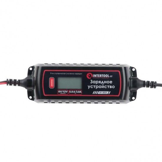 Зарядное устройство для автомобильного аккумулятора 6-12 В 0,8/3,8 А зимний режим  Intertool AT-3023