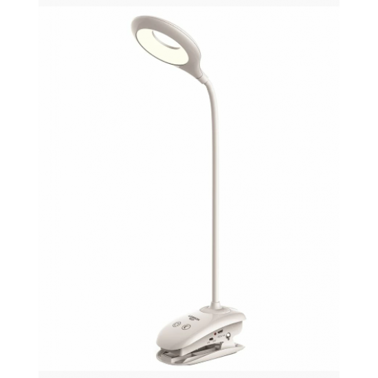 Лампа настольная с клипсой LEBRON L-TL-L-40 5W 4100K 1200 mAh USB белый 15-13-46
