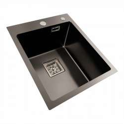 Мойка кухонная из нерж. стали 40х50 PVD Platinum Handmade с диспенсером и сушкой для посуды черная