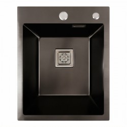 Мойка кухонная из нерж. стали 40х50 PVD Platinum Handmade с диспенсером и сушкой для посуды черная