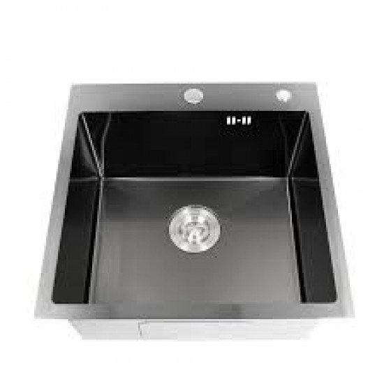 Мойка кухонная из нерж. стали 45х45 PVD Platinum Handmade с диспенсером и сушкой для посуды черная