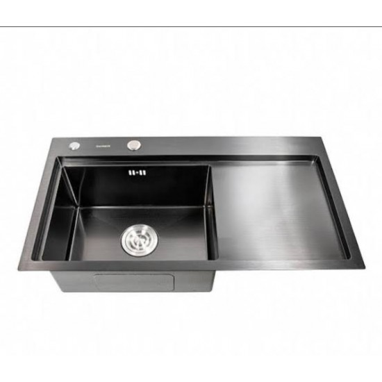 Мойка кухонная из нерж. стали 58х43 PVD Platinum Handmade с диспенсером и сушкой для посуды черная