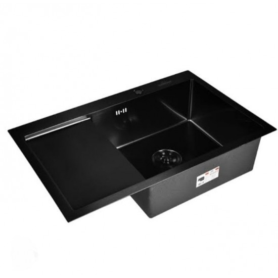 Мойка кухонная из нерж. стали 65х50 R PVD Platinum Handmade с диспенсером и сушкой для посуды черная