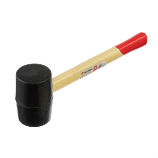 Киянка резиновая черная с деревянной ручкой 450г 60мм Intertool HT-0237