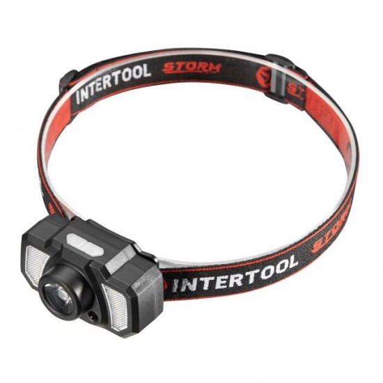Фонарь налобный аккумуляторный XPE 2RED LED 7 режимов работы, сенсор, STORM INTERTOOL LB-0311
