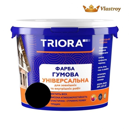 Краска резиновая универсальная 1.2 кг Triora 247 RAL 9004 черный