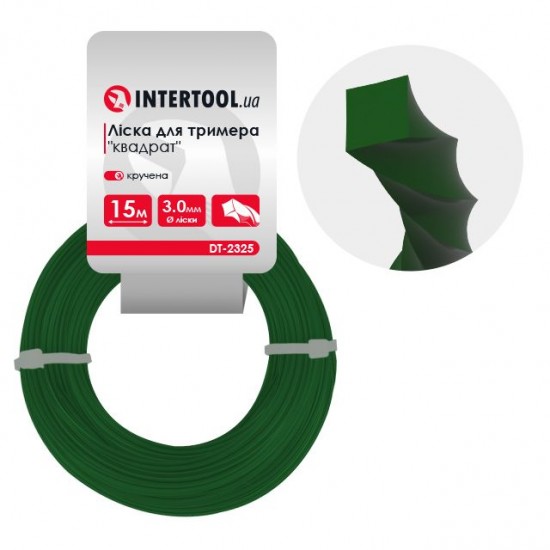 Леска для триммера квадрат крученая 3.0 мм х 15 м Intertool DT-2325
