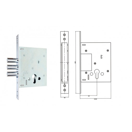 Корпус врезного замка FZB PC 257 60мм 10-51