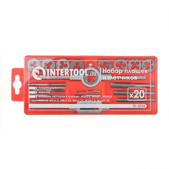 Набор плашек и метчиков 20 ед. Intertool SD-8020