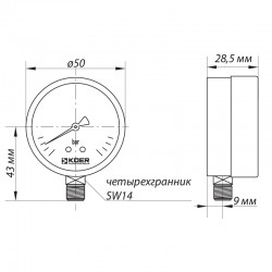 Манометр радиальный KOER KM.502R D-50мм 0-6bar KR0208 Манометр радиальный KOER KM.502R D-50мм 0-6bar KR0208