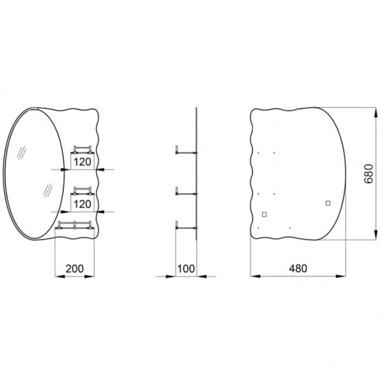 Зеркало настенное ZERIX SOLO MOZ01-480x680x100 ассиметричное 3 полки ZX5624 Зеркало настенное ZERIX SOLO MOZ01-480x680x100 ассиметричное 3 полки ZX5624