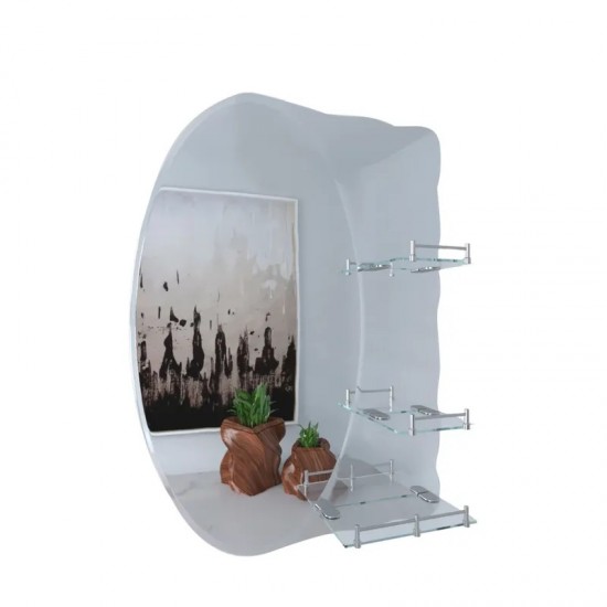 Зеркало настенное ZERIX SOLO MOZ01-650х850x100 ассиметричное 3 полки ZX5625