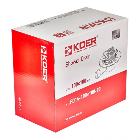 Душевой трап из нержавеющей стали SUS304 KOER FD14 100х100-90 AC0661 Душевой трап из нержавеющей стали SUS304 KOER FD14 100х100-90 AC0661