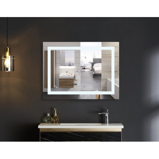 Зеркало LED (подсветка часы антизапотивание, регулировка яркости) MIXXUS WARM MR02-100х80 MI6935