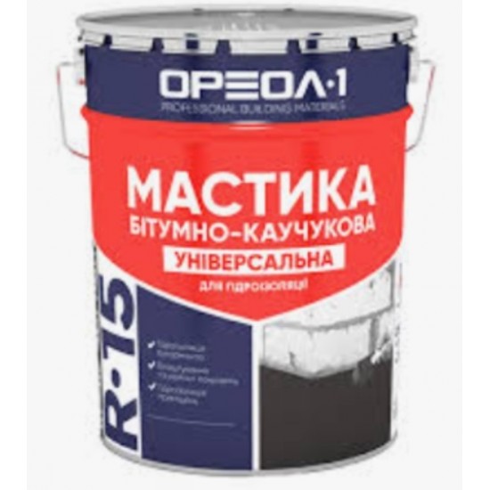 Мастика битумно-каучуковая Ореол-1 R-15 универсальная для гидроизоляции 10кг