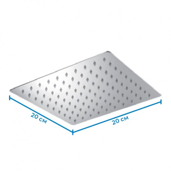 Лейка для душа потолочная с нерж. стали MIXXUS SH-06.SUS 20x20см SS0059