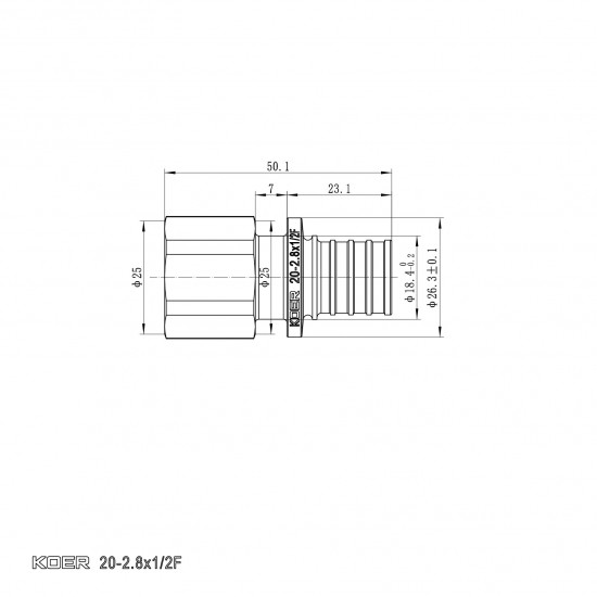 Переходник ВР KOER KA.A06F-16 - 16 (2.2mm) x 1/2 KR4861