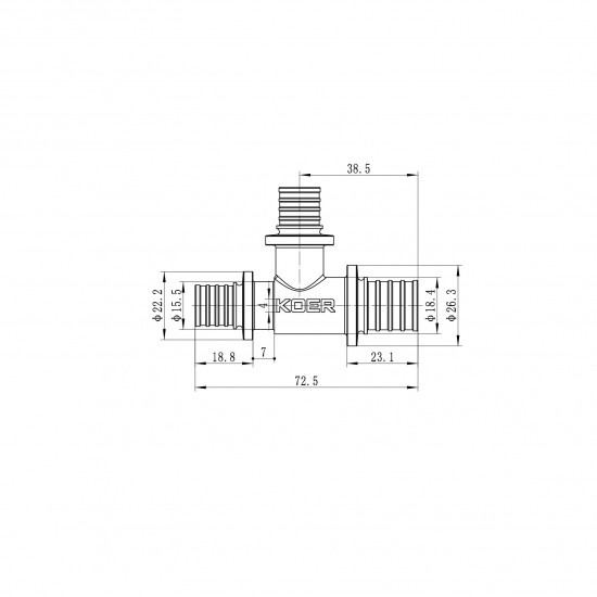 Тройник переходной KOER KA.T20-16-16 - 20(2.8mm) x 16(2.2mm) x 16(2.2mm) KR4887 Тройник переходной KOER KA.T20-16-16 - 20(2.8mm) x 16(2.2mm) x 16(2.2mm) KR4887