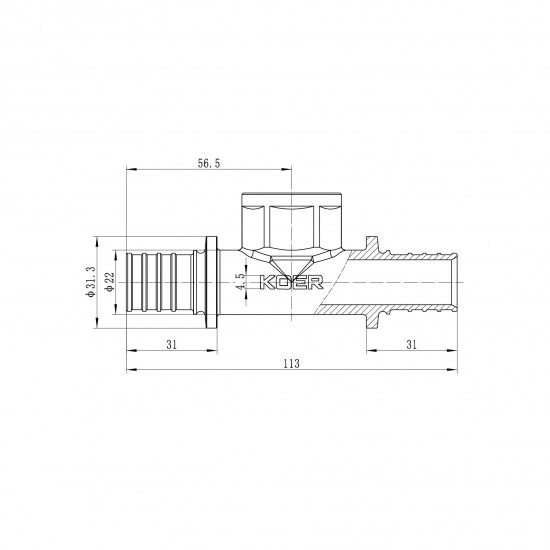 Тройник переходной KOER KA.T25-08F-25 - 25(3.5mm) x 3/4F x 25(3.5mm) KR4896 Тройник переходной KOER KA.T25-08F-25 - 25(3.5mm) x 3/4F x 25(3.5mm) KR4896