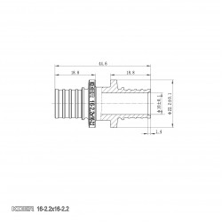 Муфта соединительная равнопроходная KOER KA.С16 - 16(2.2mm) x 16(2.2mm) KR4855 Муфта соединительная равнопроходная KOER KA.С16 - 16(2.2mm) x 16(2.2mm) KR4855