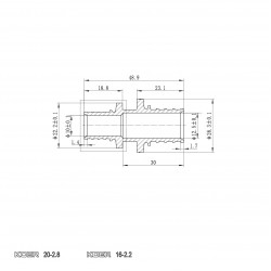 Муфта соединительная переходная KOER KA.С16-20 - 16(2.2mm) x 20(2.8mm) KR4858 Муфта соединительная переходная KOER KA.С16-20 - 16(2.2mm) x 20(2.8mm) KR4858
