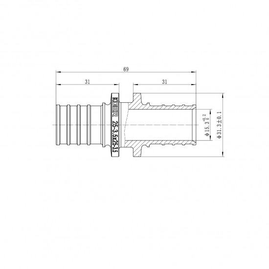 Муфта соединительная равнопроходная KOER KA.С25 - 25(3.5mm) x 25(3.5mm) KR4857 Муфта соединительная равнопроходная KOER KA.С25 - 25(3.5mm) x 25(3.5mm) KR4857