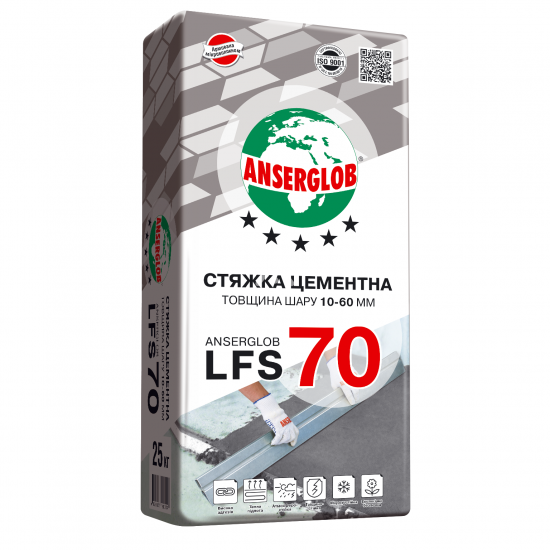 Стяжка цементная для пола Anserglob (Ансерглоб) LFS 70 толщина 10-60 мм 25кг