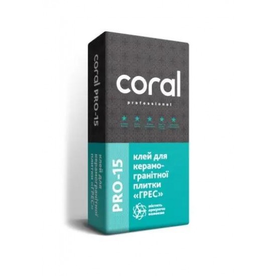 Клей для керамогранита Coral PRO-15 Грес