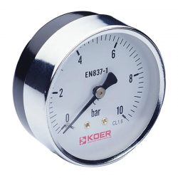 Манометр аксиальный KOER KM.611A 0-10 bar D 63мм, 1/4`-1/2 KR0212 Манометр аксиальный KOER KM.611A 0-10 bar D 63мм, 1/4`-1/2 KR0212