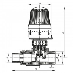 Кран прямой с термоголовкой PPR 20x1/2 Koer K0155.PRO KP0198
